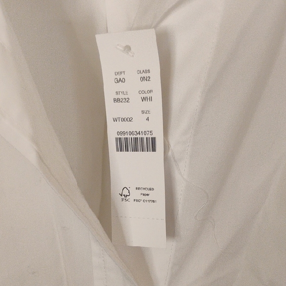 J. Crew Elegant White Button Down Blouse New With Tags Size 4 - Picture 4 of 7